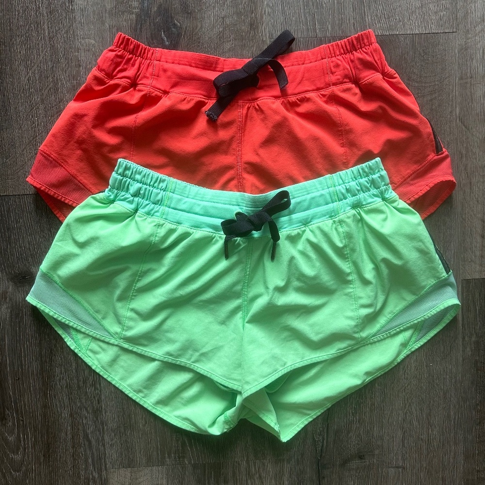 Lululemon Hotty Hot Shorts Lot of 2! Alarming & Pistachio Sz 6!!